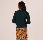 Long Sleeve Laced Raglan Sweater In Forest Teal 6