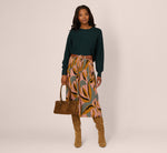 Long Sleeve Laced Raglan Sweater In Forest Teal 2