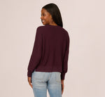 Long Sleeve Laced Raglan Sweater In Plum 7