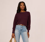 Long Sleeve Laced Raglan Sweater In Plum 2