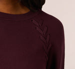Long Sleeve Laced Raglan Sweater In Plum 6