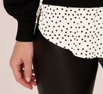 Long Sleeve Collared Printed Twover Sweater In Black W  Cream Abstract Dot 6