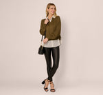 Long Sleeve Collared Printed Twover Sweater In Oak Olive W Iv Blministripe 3