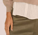 Long Sleeve Collared Printed Twover Sweater In H. Oatmeal W  Staple Stripe 6