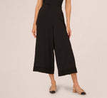 Soutache Trim Cropped Wide Leg Pant In Black 2