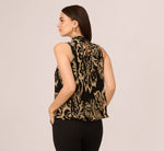 Pleated Floral Halter Top In Black Ornate Floral 6