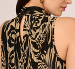 Pleated Floral Halter Top In Black Ornate Floral 5