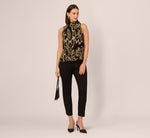 Pleated Floral Halter Top In Black Ornate Floral 2