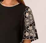 Short Sleeve Embroidered Lace Top In Black Ivory 5
