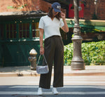 Wide Leg Pleated Trouser In Military Green 1