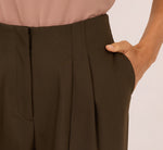 Wide Leg Pleated Trouser In Military Green 5