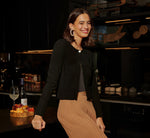 Long Sleeve One Button Cardigan Sweater In Black 1