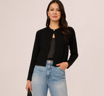 Long Sleeve One Button Cardigan Sweater In Black 2