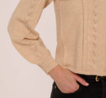 Long Sleeve Scalloped Pointelle Cardigan Sweater In Heather Fawn 5