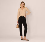 Long Sleeve Scalloped Pointelle Cardigan Sweater In Heather Fawn 3