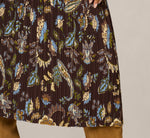 A Line Satin Waist Pleated Midi Skirt In Chocolate Paisley Vine 4