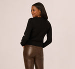 Floral Embroidered Cardigan Sweater In Black Cream 7