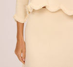 Three Quarter Sleeve Scallop Fringe Sweater In Cream 5