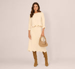 Sweater Knit Scalloped A Line Midi Skirt In Cream 2