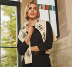 Three Quarter Sleeve Drop Shoulder Rib Knit Top In Black 1