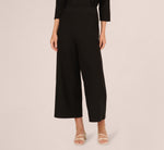 Wide Leg Rib Knit Cropped Pant In Black 3