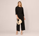 Wide Leg Rib Knit Cropped Pant In Black 2