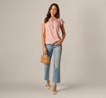 Flutter Sleeve Tie Collar Yoke Top In Rose Dust 2