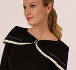 Off Shoulder Bow Collar Sweater In Black Ivory 4