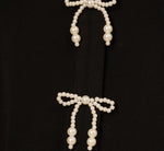 Three Quarter Sleeve Pearly Bow Blouse In Black 8