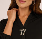 Three Quarter Sleeve Pearly Bow Blouse In Black 5