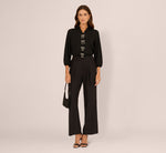 Three Quarter Sleeve Pearly Bow Blouse In Black 3