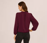 Long Sleeve Silky Buttoned Blouse In Raisin 7
