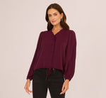 Long Sleeve Silky Buttoned Blouse In Raisin 4