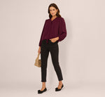 Long Sleeve Silky Buttoned Blouse In Raisin 3