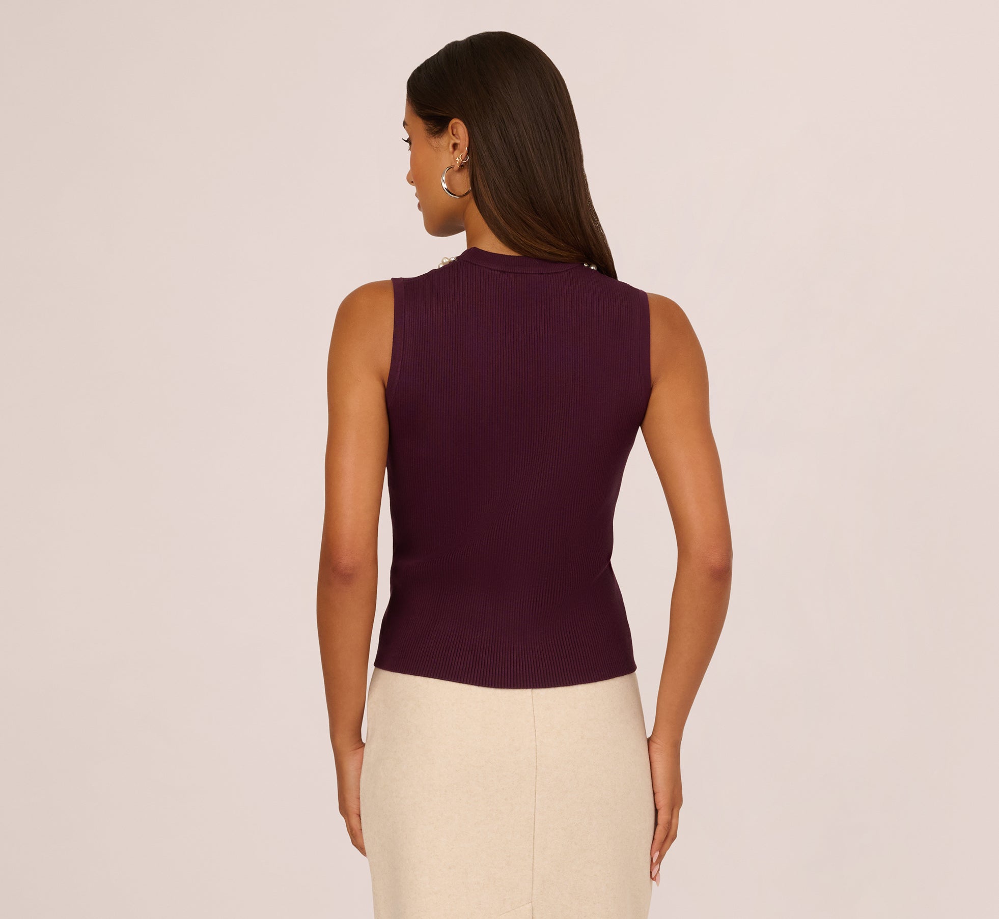 Purple Pearly Collar Tank Sweater - Adrianna Papell
