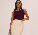 Pearly Collar Tank Sweater In Plum 2