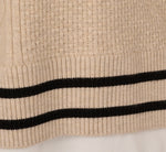 Long Sleeve Tie Neck Sweater Vest Twofer Top In Neutral Black 7