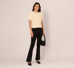 Short Sleeve Pearly Fuzzy Sweater In Cream 2