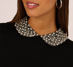 Long Sleeve Pearly Beaded Collar Sweater In Black 5