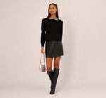 Long Sleeve Pearly Beaded Collar Sweater In Black 3