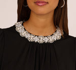 Cap Sleeve Pearly Collar Top In Black 4