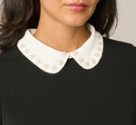 Pearly Collar Sweater Vest Twofer Top In Black Ivory 4