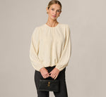 Long Sleeve Pearly Rhinestone Bubble Hem Top In Pastry Cream 1
