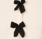 Chenille Boucle Bow Cardigan In Ivory Black 8