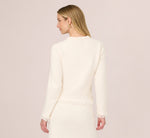 Chenille Boucle Bow Cardigan In Ivory Black 7