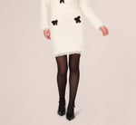Chenille Boucle Bow Skirt In Ivory Black 2