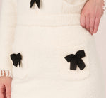 Chenille Boucle Bow Skirt In Ivory Black 3