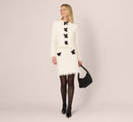 Chenille Boucle Bow Skirt In Ivory Black 1