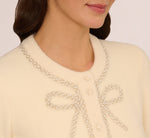 Pearly Bow Cardigan Sweater In Cream 4
