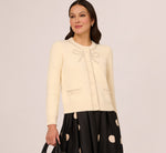 Pearly Bow Cardigan Sweater In Cream 1